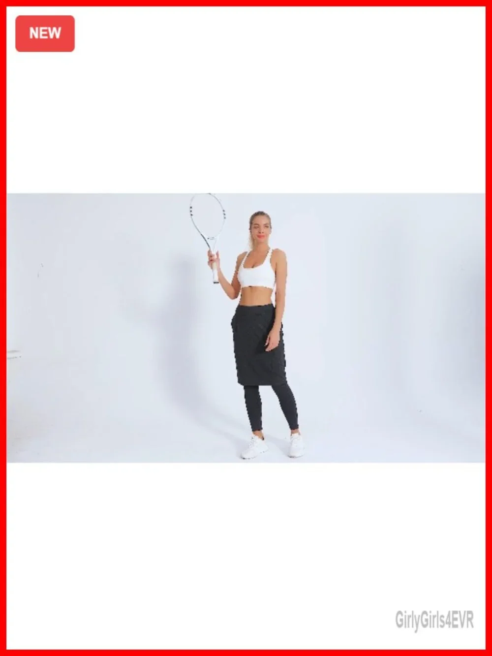 Women's Athletic Skort with Built-in Leggings, Knee Length, UPF 50+